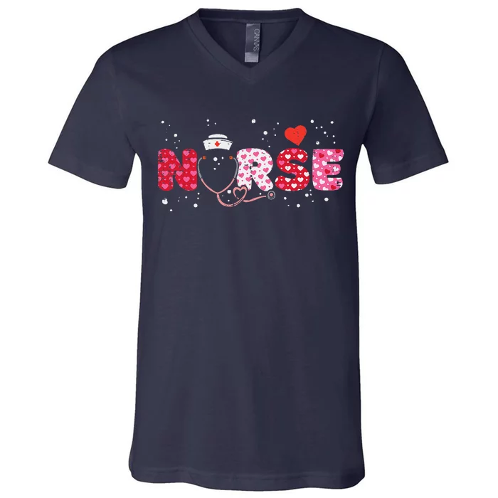 Nurse Valentines Day Valentine Scrub Top Women Scrubs NICU V-Neck T-Shirt