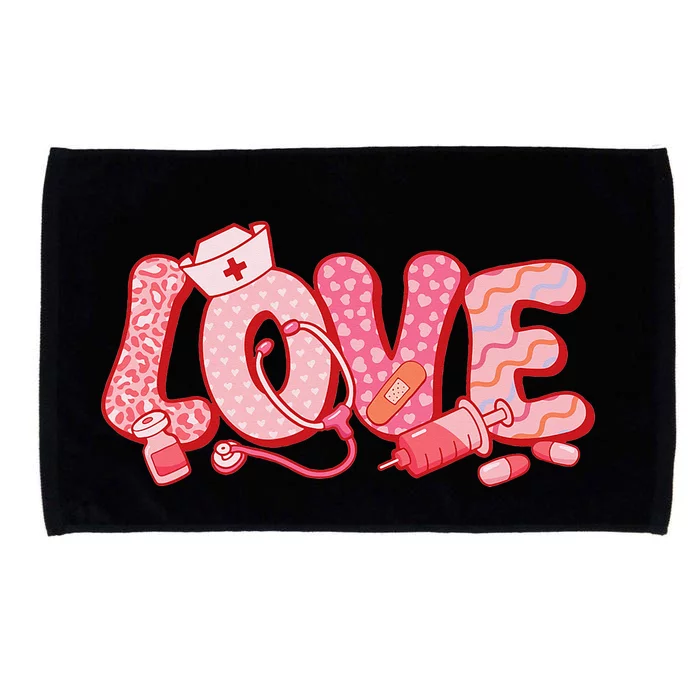 Nurse Valentines Day Cute Pink Love Heart Leopard Nursing RN Microfiber Hand Towel