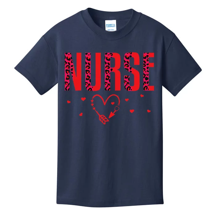 Nurses Valentines Day Hearts Stethoscope Women Kids T-Shirt