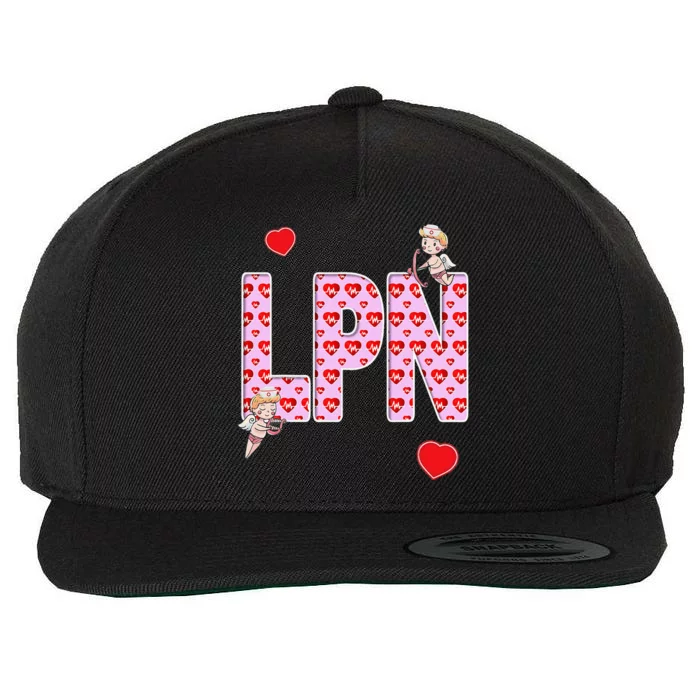 Nurses Valentine's Day Love, Hearts & Cupids LPN Wool Snapback Cap