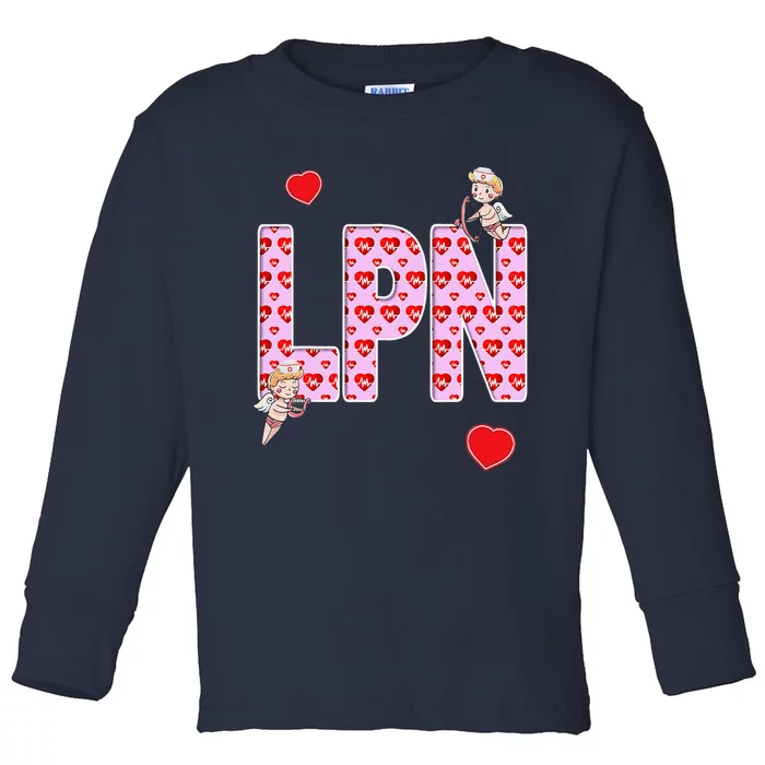 Nurses Valentine's Day Love, Hearts & Cupids LPN Toddler Long Sleeve Shirt