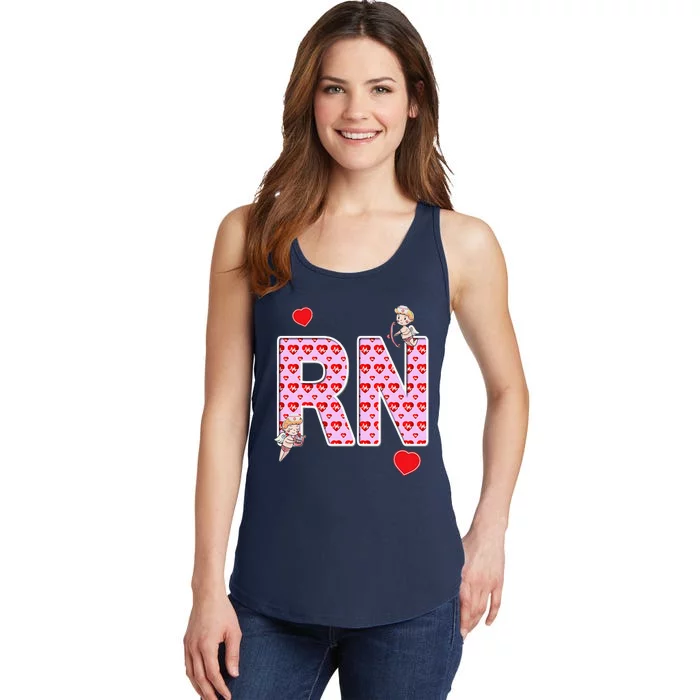 Nurses Valentine's Day Love, Hearts & Cupids RN Ladies Essential Tank