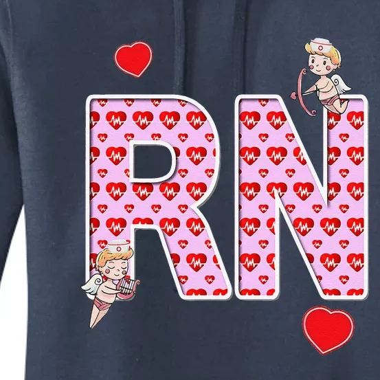 Nurses Valentine's Day Love, Hearts & Cupids RN Women's Pullover Hoodie