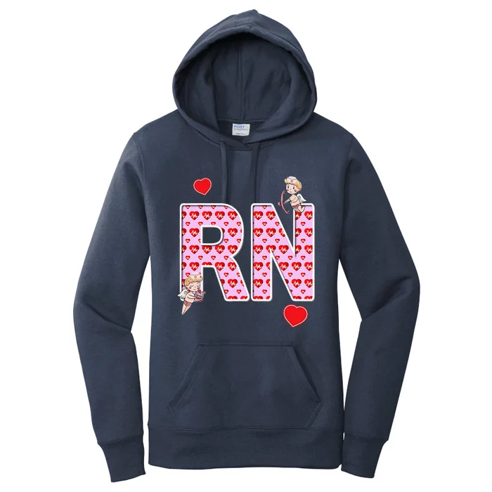 Nurses Valentine's Day Love, Hearts & Cupids RN Women's Pullover Hoodie