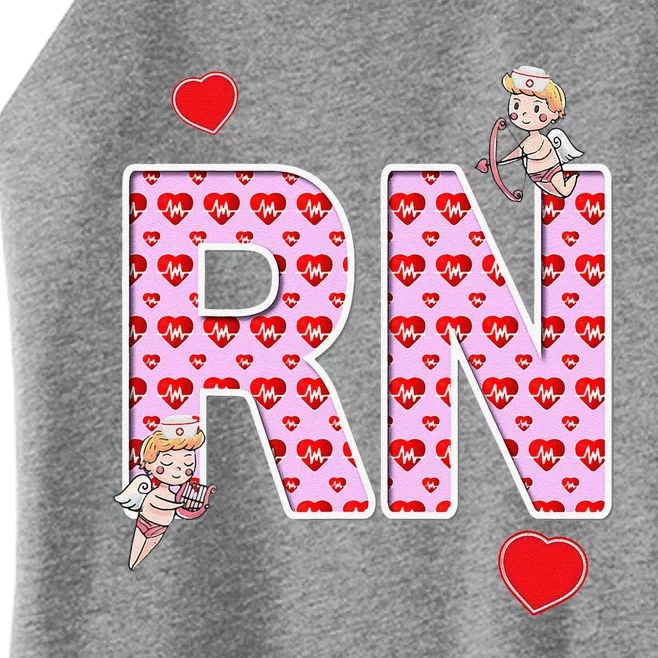 Nurses Valentine's Day Love, Hearts & Cupids RN Women’s Perfect Tri Rocker Tank