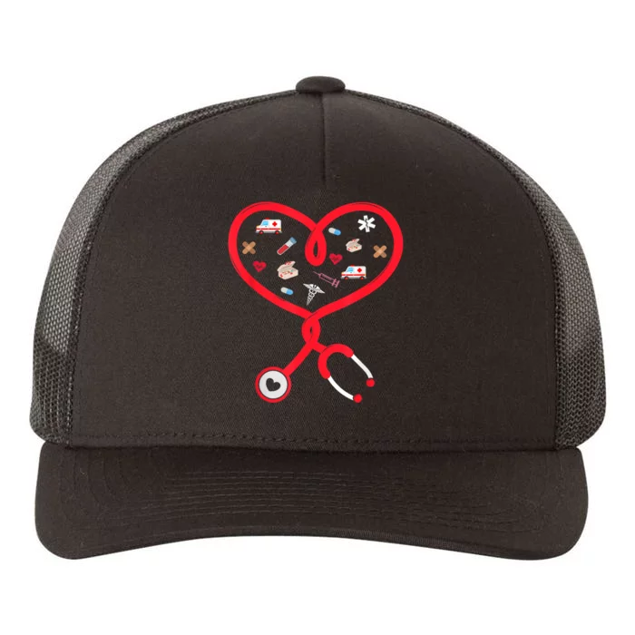 Nurse Valentines Day Nursing Health Worker Stethoscope Love Yupoong Adult 5-Panel Trucker Hat