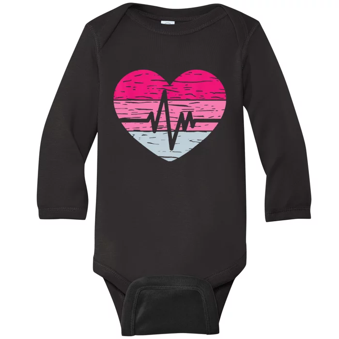 Nurse Valentines Day Heart Stethoscope Love Nursing Baby Long Sleeve Bodysuit