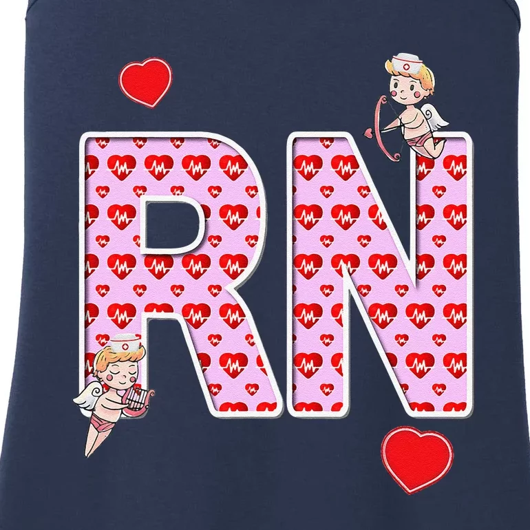 Nurses Valentine's Day Love, Hearts & Cupids RN Ladies Essential Tank