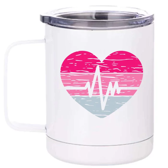 Nurse Valentines Day Heart Stethoscope Love Nursing Front & Back 12oz Stainless Steel Tumbler Cup