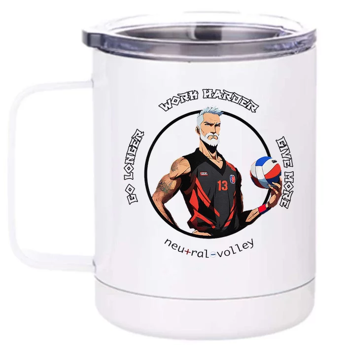 Neutral Volley Go Longer Volleyball Front & Back 12oz Stainless Steel Tumbler Cup