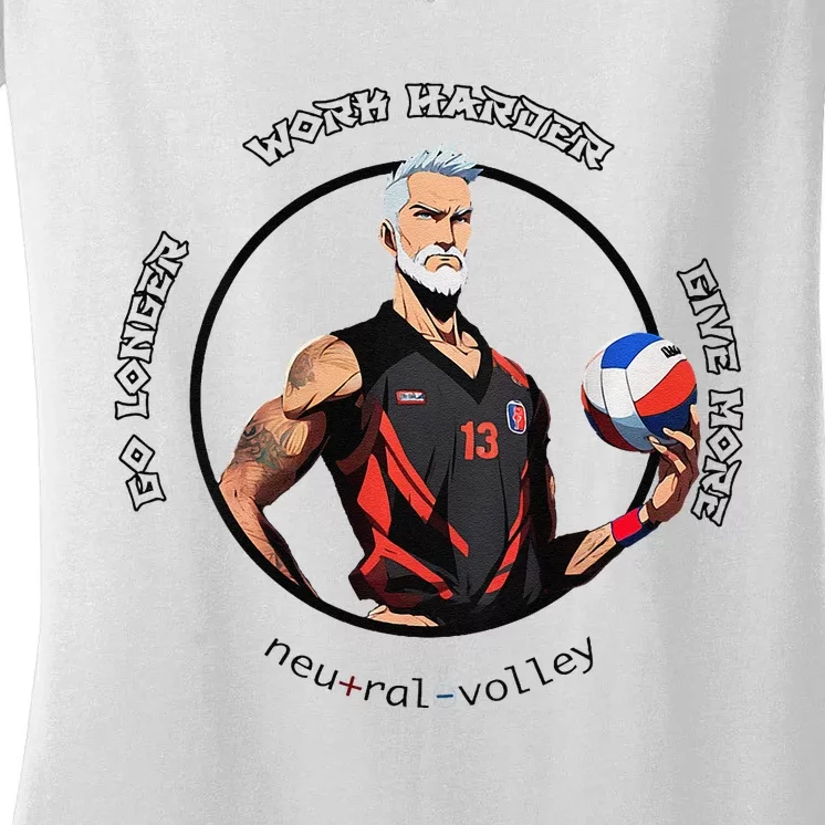 Neutral Volley Go Longer Volleyball Women's V-Neck T-Shirt