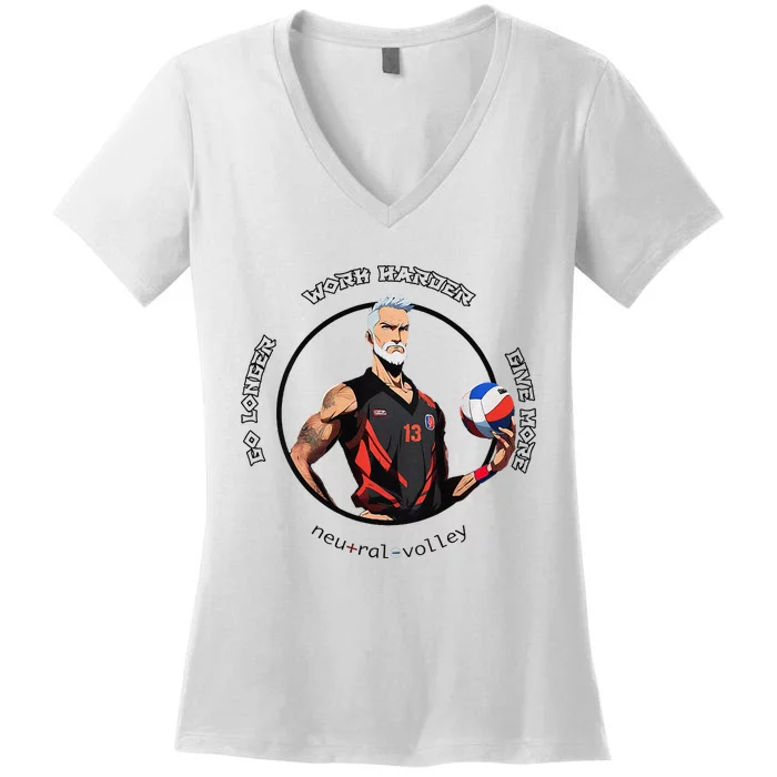 Neutral Volley Go Longer Volleyball Women's V-Neck T-Shirt