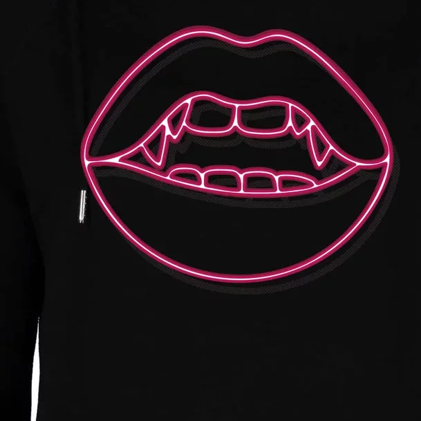 Neon Vampire Mouth Womens Funnel Neck Pullover Hood