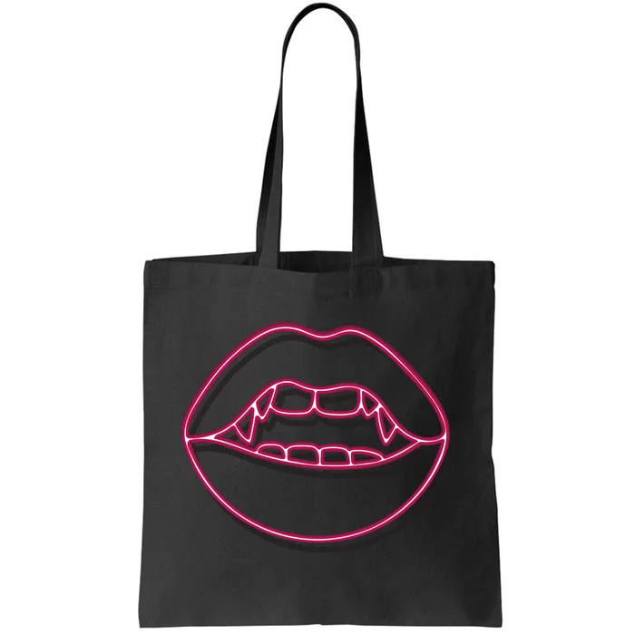 Neon Vampire Mouth Tote Bag