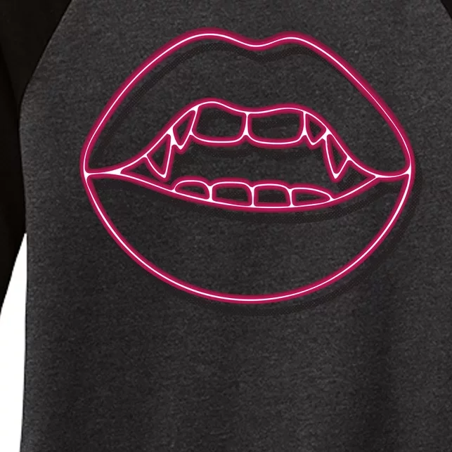 Neon Vampire Mouth Women's Tri-Blend 3/4-Sleeve Raglan Shirt