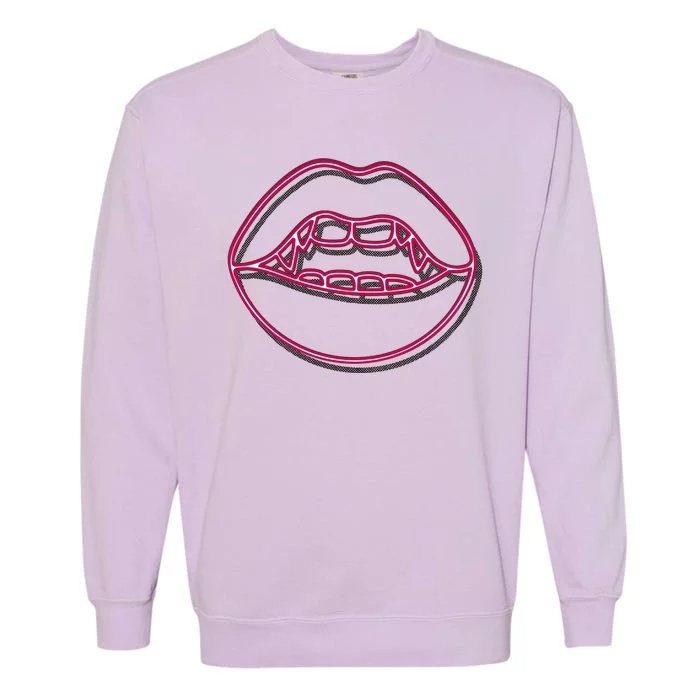 Neon Vampire Mouth Garment-Dyed Sweatshirt