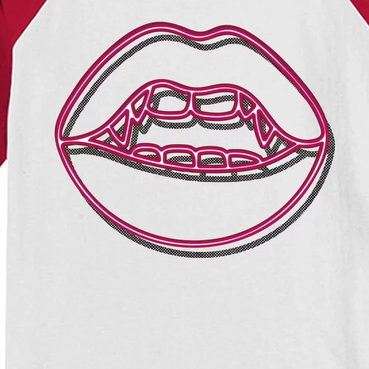 Neon Vampire Mouth Kids Colorblock Raglan Jersey