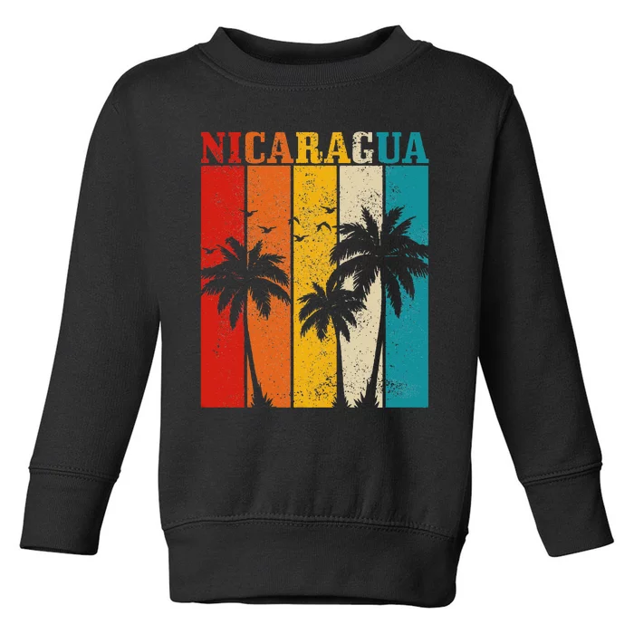 Nicaragua Vintage Palm Trees Surfer Nicaraguan Souvenir Nica Toddler Sweatshirt