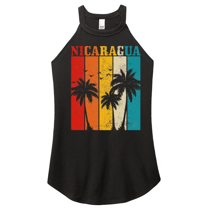 Nicaragua Vintage Palm Trees Surfer Nicaraguan Souvenir Nica Women’s Perfect Tri Rocker Tank