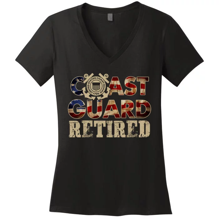 Na Vy Retirement Military Gift Retired Coast Guard Veteran Vintage Veterans Day Women's V-Neck T-Shirt