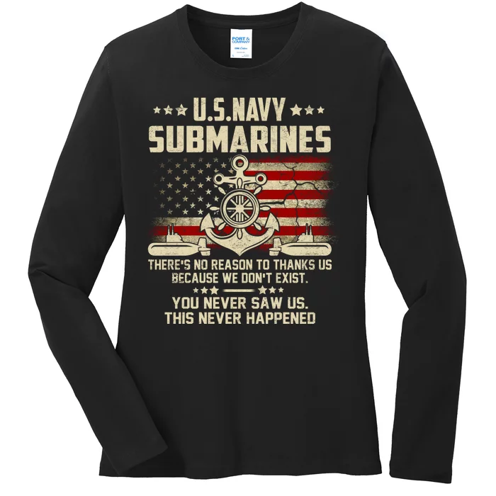 Na Vy Submarines Theres No Reason To Thank Us We Dont Exis Ladies Long Sleeve Shirt