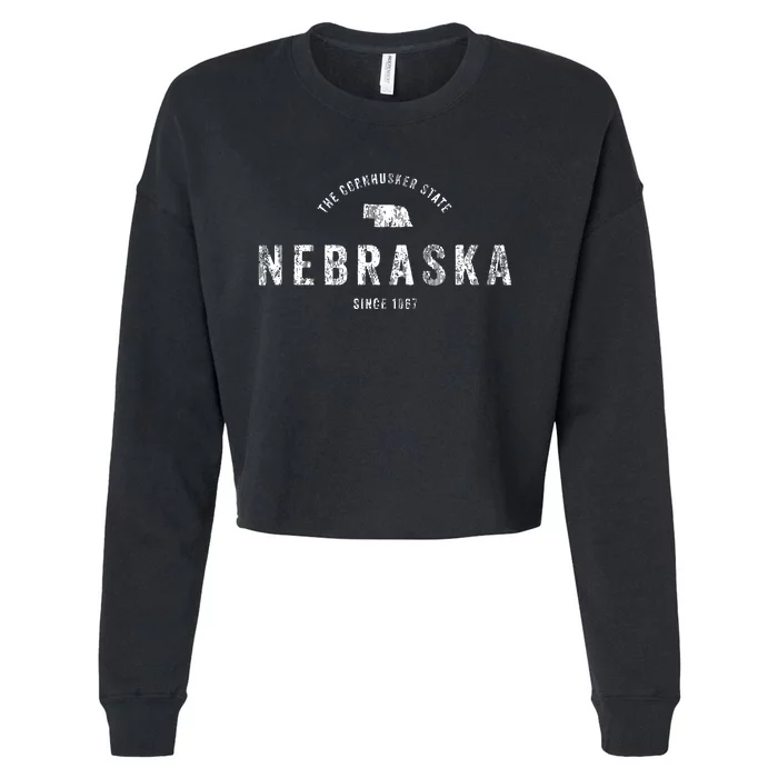 Nebraska Vintage Sports Design Retro Ne Cropped Pullover Crew