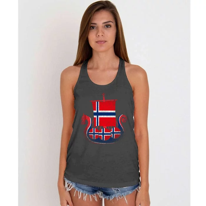 Norwegian Viking Ship Norway Women's Knotted Racerback Tank