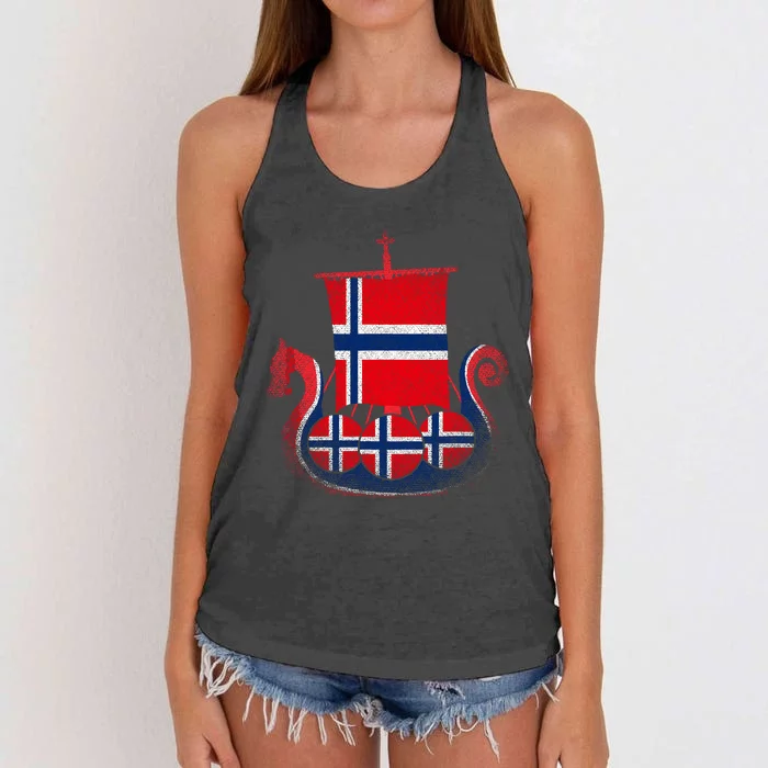 Norwegian Viking Ship Norway Women's Knotted Racerback Tank