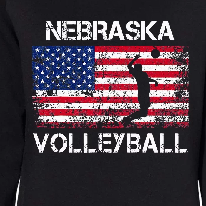 Nebraska Volleyball Team American Flag Gift Womens California Wash Sweatshirt