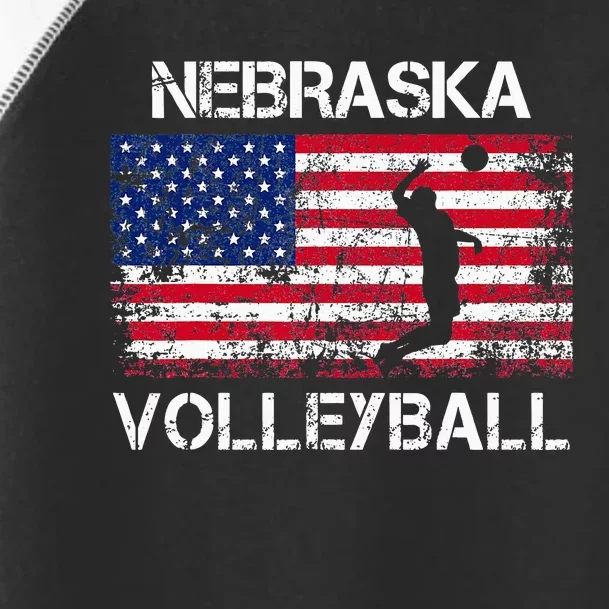 Nebraska Volleyball Team American Flag Gift Toddler Fine Jersey T-Shirt