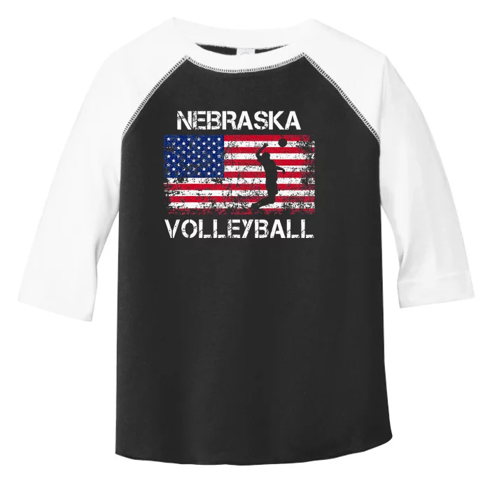 Nebraska Volleyball Team American Flag Gift Toddler Fine Jersey T-Shirt