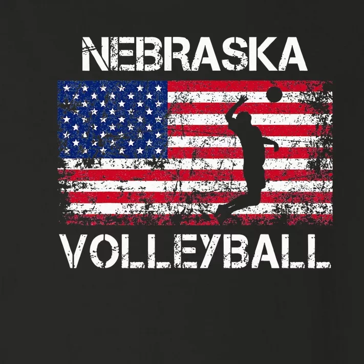 Nebraska Volleyball Team American Flag Gift Toddler Long Sleeve Shirt