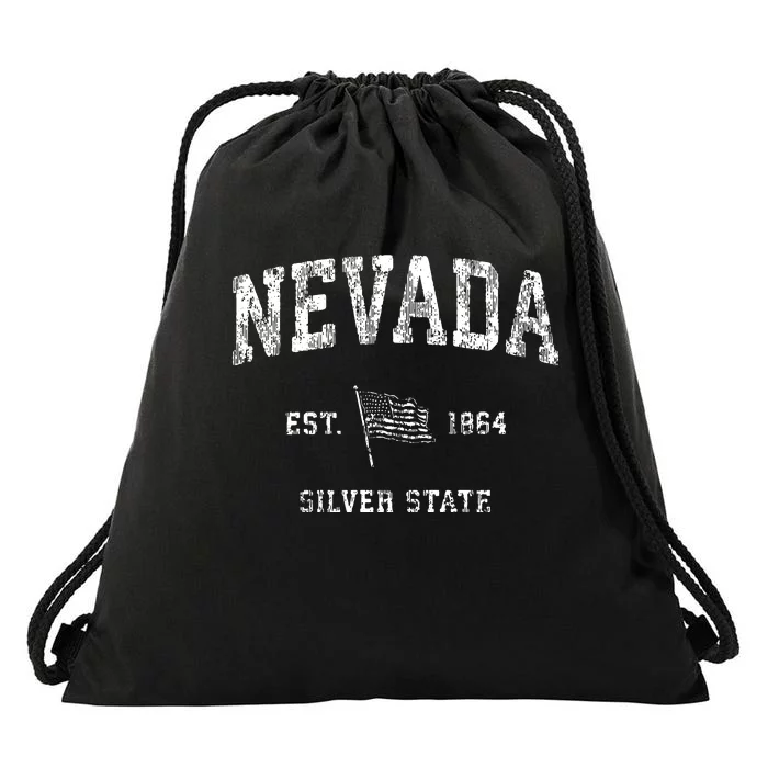 Nevada Vintage Us Flag Sports Design Patriotic Drawstring Bag