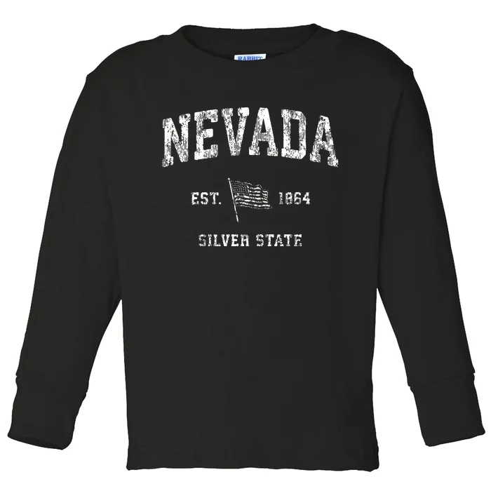 Nevada Vintage Us Flag Sports Design Patriotic Toddler Long Sleeve Shirt