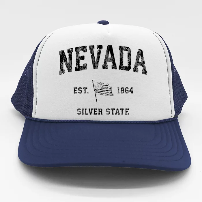 Nevada Vintage Us Flag Sports Design Patriotic Trucker Hat