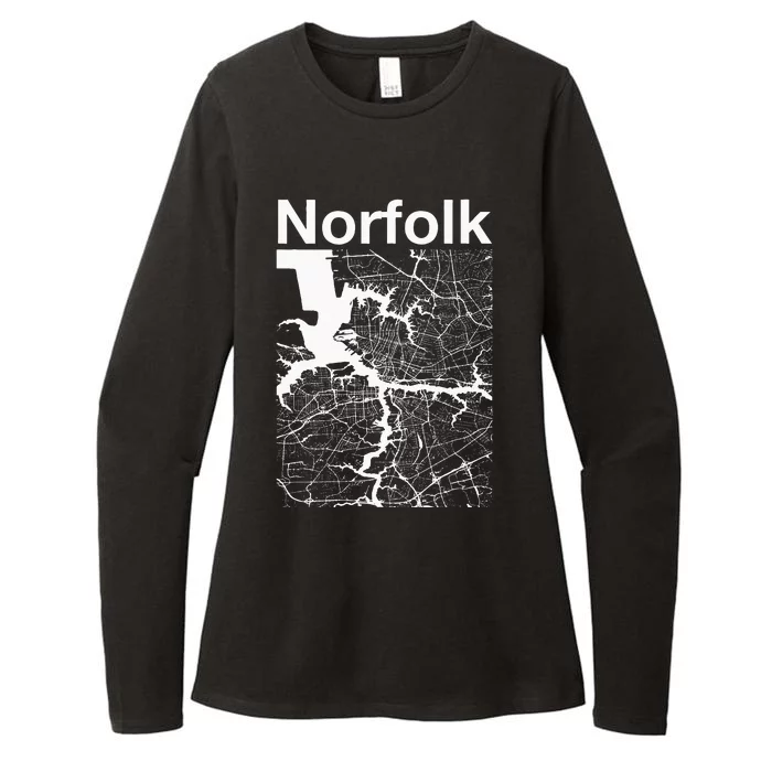 Norfolk Virginia Vintage Style Home City VA Street Map Womens CVC Long Sleeve Shirt