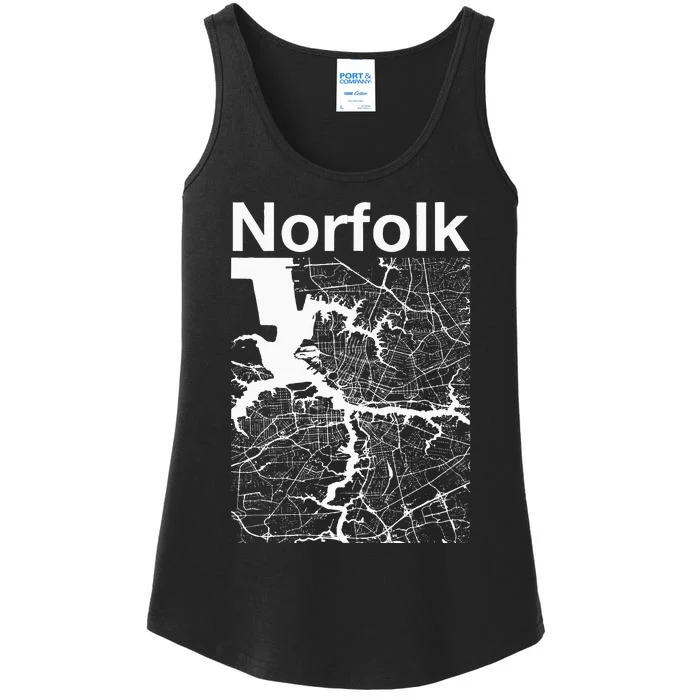 Norfolk Virginia Vintage Style Home City VA Street Map Ladies Essential Tank