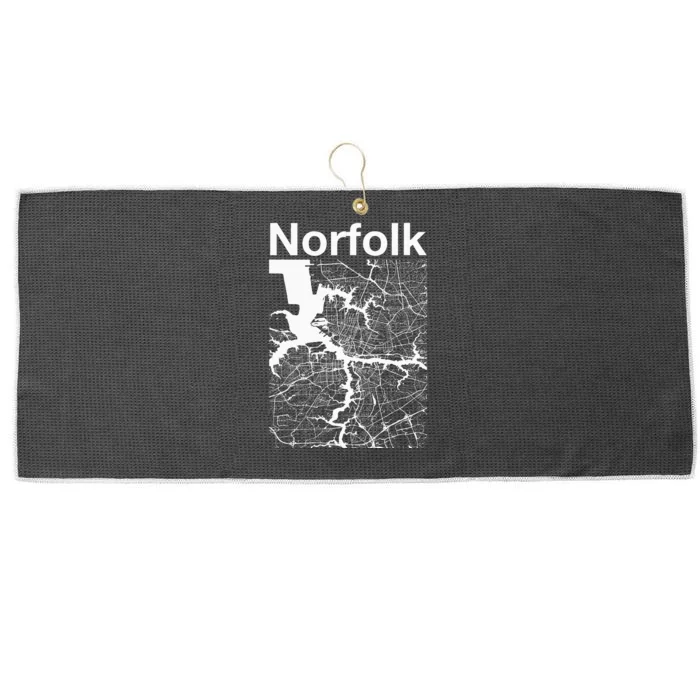 Norfolk Virginia Vintage Style Home City VA Street Map Large Microfiber Waffle Golf Towel