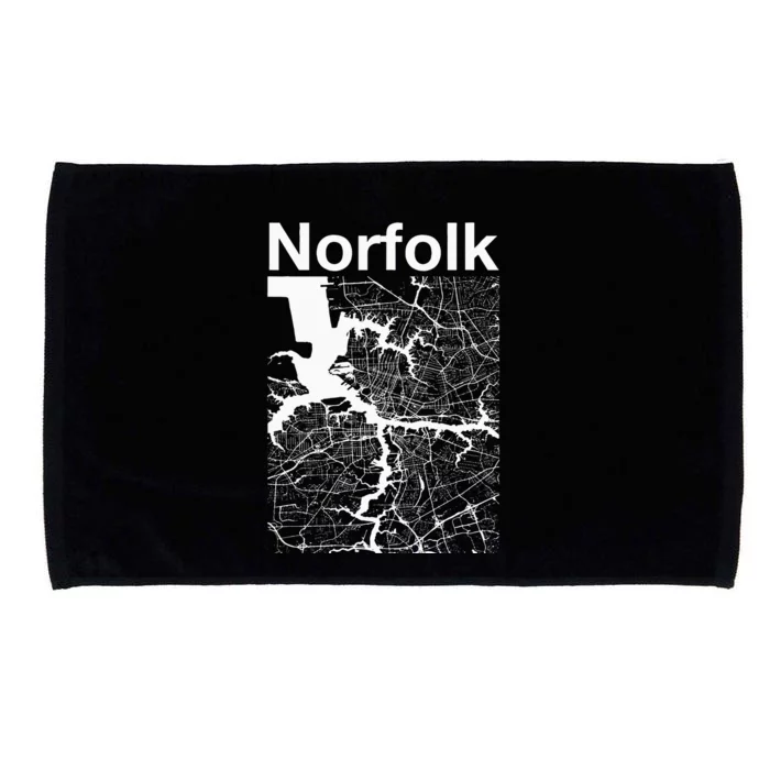 Norfolk Virginia Vintage Style Home City VA Street Map Microfiber Hand Towel