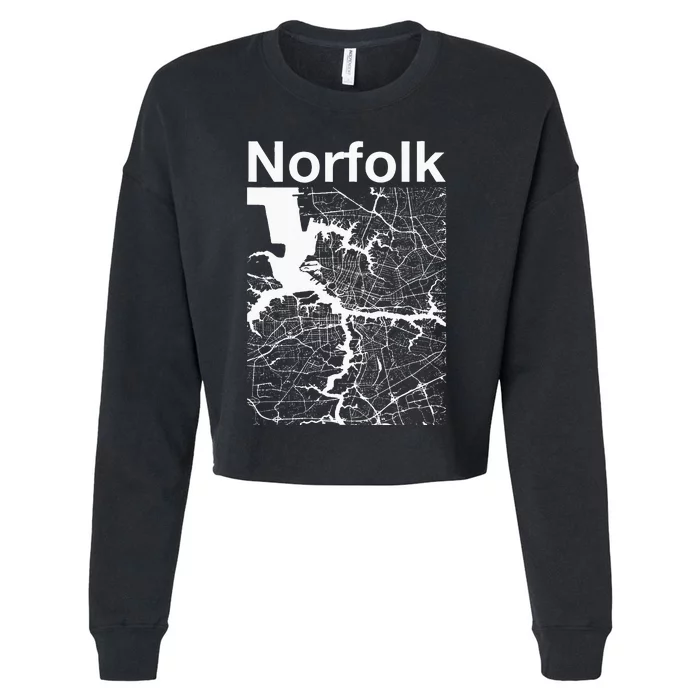 Norfolk Virginia Vintage Style Home City VA Street Map Cropped Pullover Crew