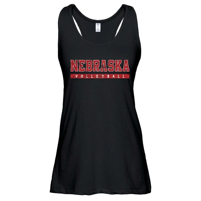 Nebraska Volleyball Varsity Red Vintage Ladies Essential Flowy Tank