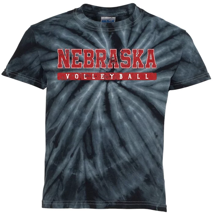 Nebraska Volleyball Varsity Red Vintage Kids Tie-Dye T-Shirt