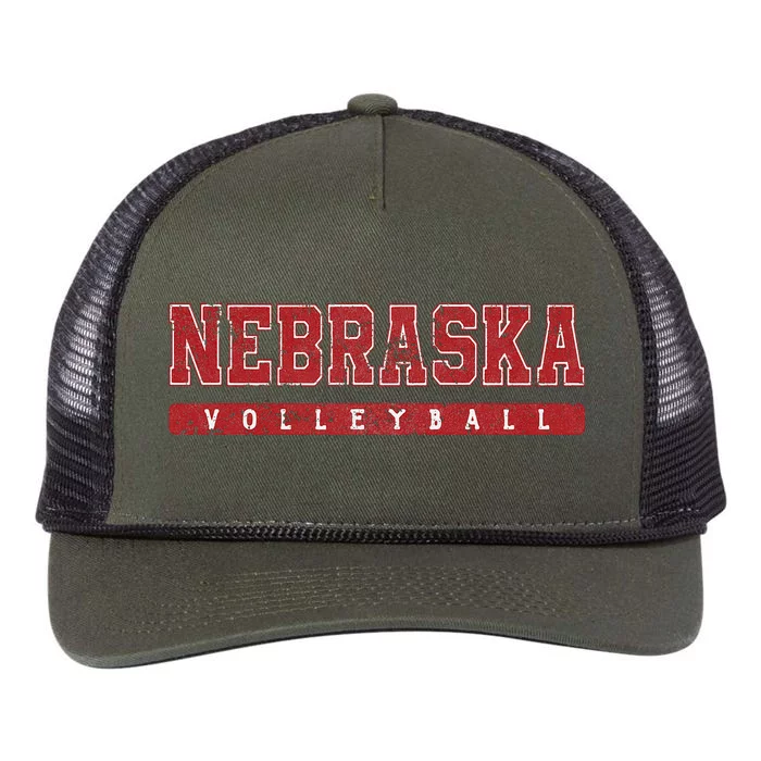 Nebraska Volleyball Varsity Red Vintage Retro Rope Trucker Hat Cap