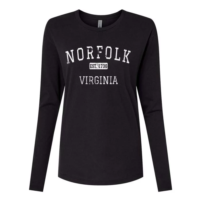 Norfolk Virginia VA Vintage Womens Cotton Relaxed Long Sleeve T-Shirt