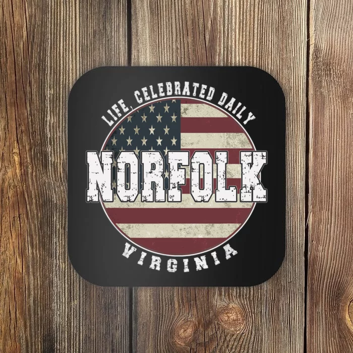 Norfolk Virginia, Vintage American Flag Coaster