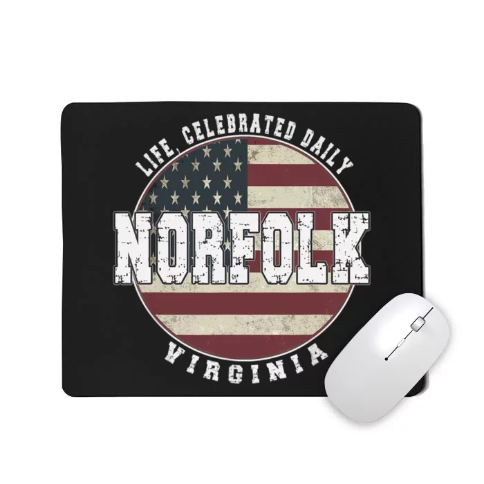 Norfolk Virginia, Vintage American Flag Mousepad