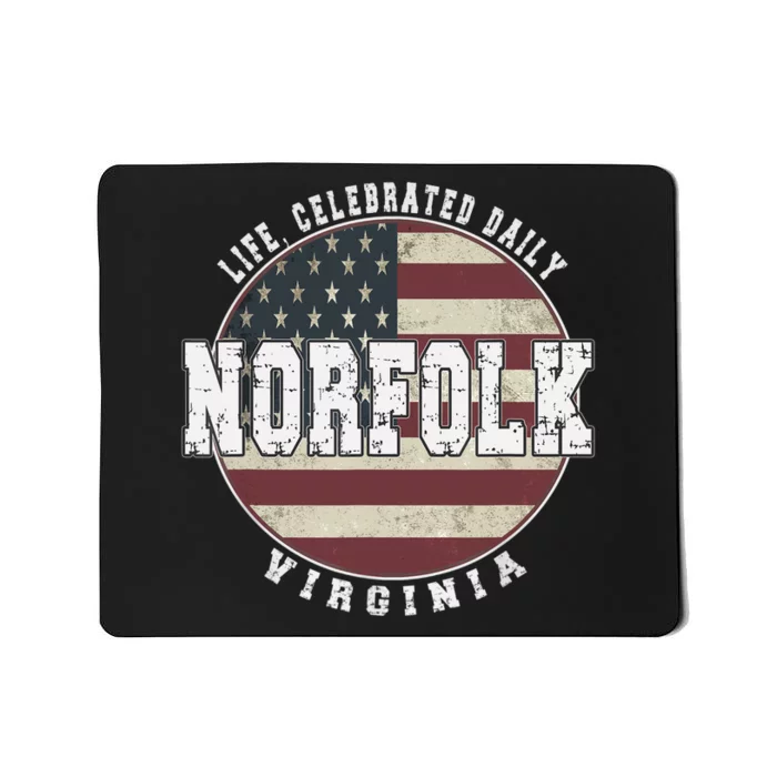 Norfolk Virginia, Vintage American Flag Mousepad