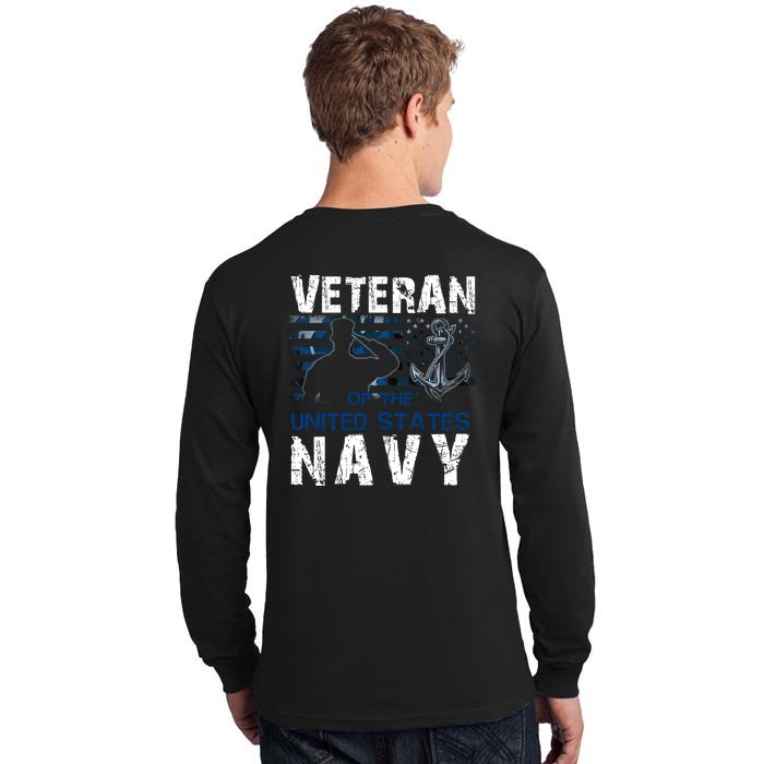 Na Vy Veteran US Flag Vintage Patriotic America Gift Back Print Tall Long Sleeve T-Shirt