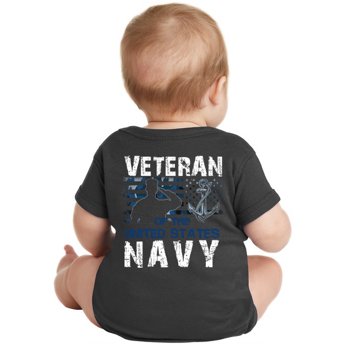 Na Vy Veteran US Flag Vintage Patriotic America Gift Back Print Baby Bodysuit