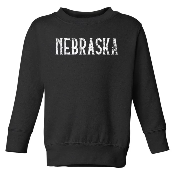 Nebraska Vintage White Script NE Apparel Toddler Sweatshirt